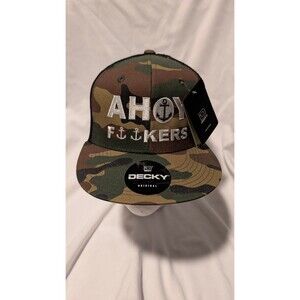 Decky Ahoy F***ers Camo Trucker Hat Snapback NWT Camouflage Anchor Nautical